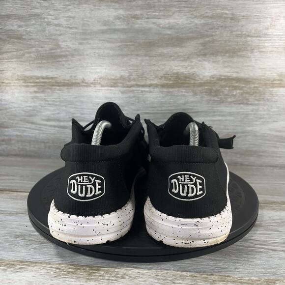 Hey Dude Men's Wally Slub Black Canvas Sneakers Size 12 - Picture 4 of 8